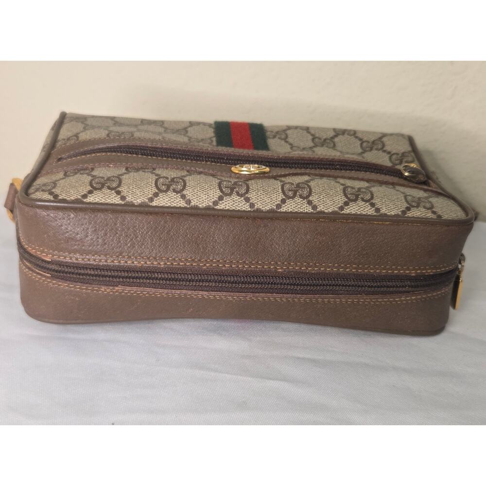 Gucci GG Supreme Web Stripe Crossbody Bag Beige Brown Italy Ophidia Vintage - Picture 5 of 15